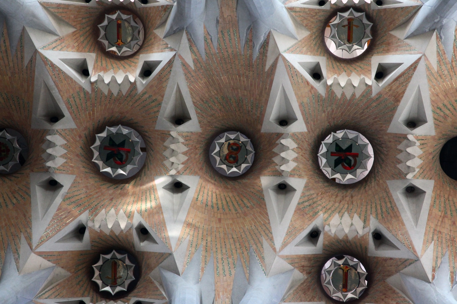 Sagrada Familia interior. Roof in the nave